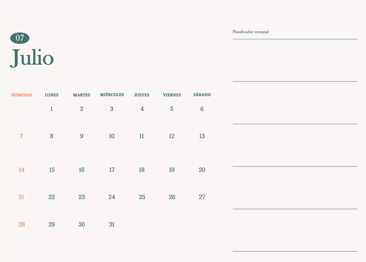 Calendario de cafés con recomendaciones de bebidas del mes