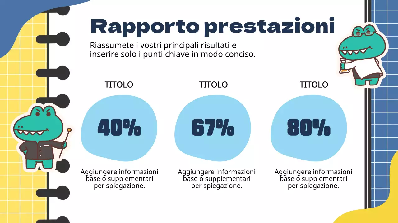 Relazione sugli appunti di marketing di tendenza blu e gialla