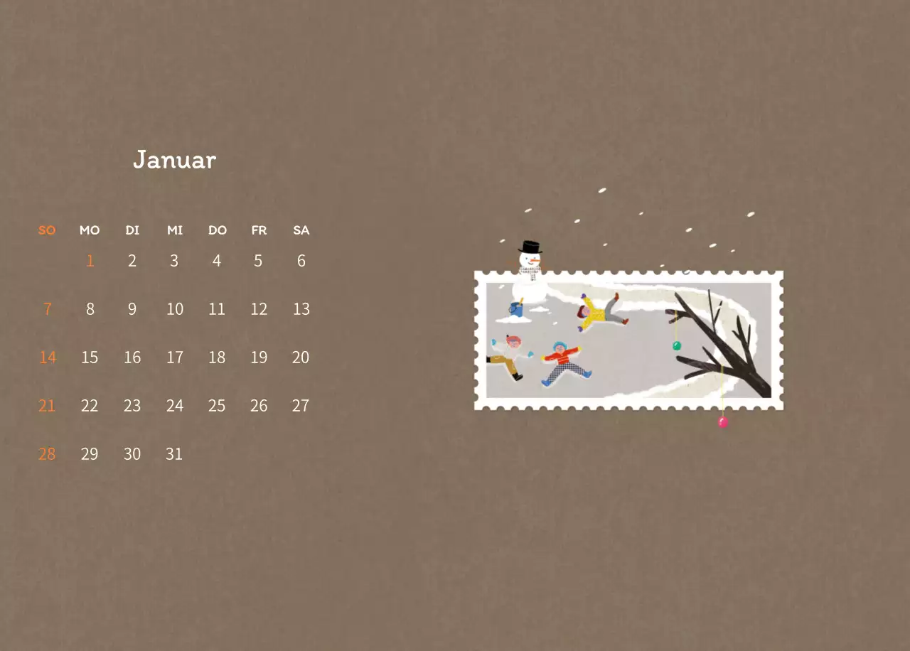 Stempelillustrationen mit einem warmen Konzept