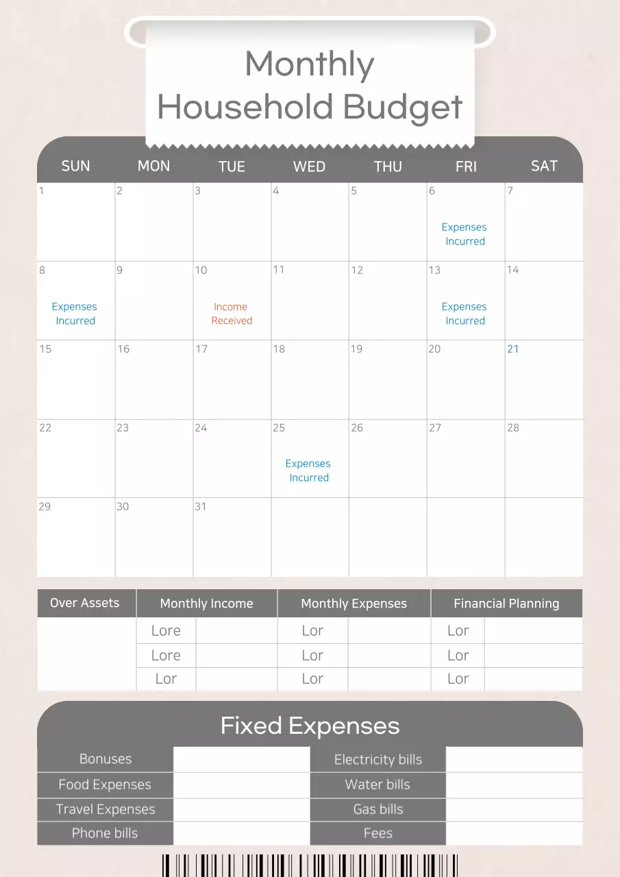 Beige Minimal Budget Planner