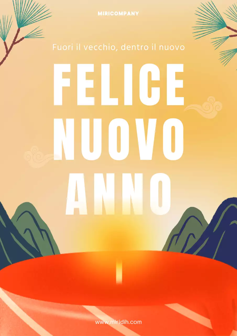 Promuovere lo stile tradizionale dei biglietti d'auguri di Capodanno gialli e rossi