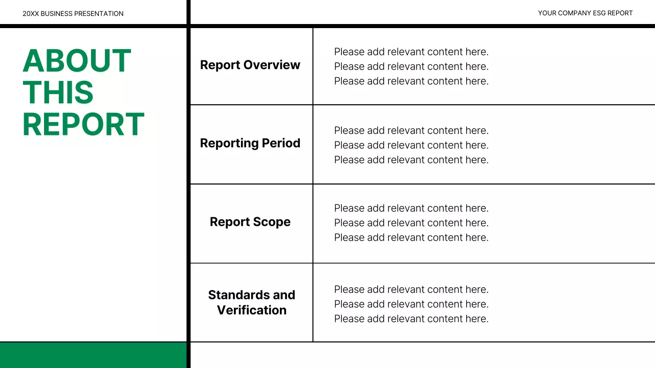 Green Modern Esg 보고서 문서 프레젠테이션