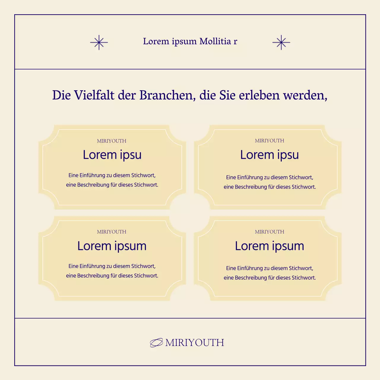 Eine schlichte Rekrutierungsstelle der Gemeinschaft in Marineblau und Beige