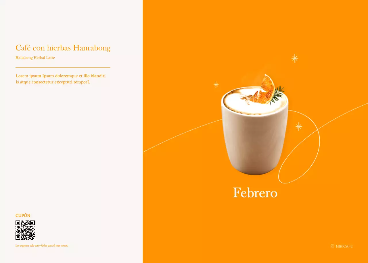 Calendario de cafés con recomendaciones de bebidas del mes