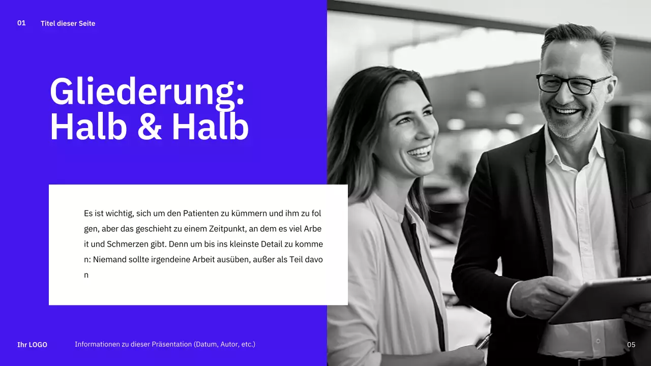 Einfache, abwechslungsreiche Layouts in Blau für die Planung