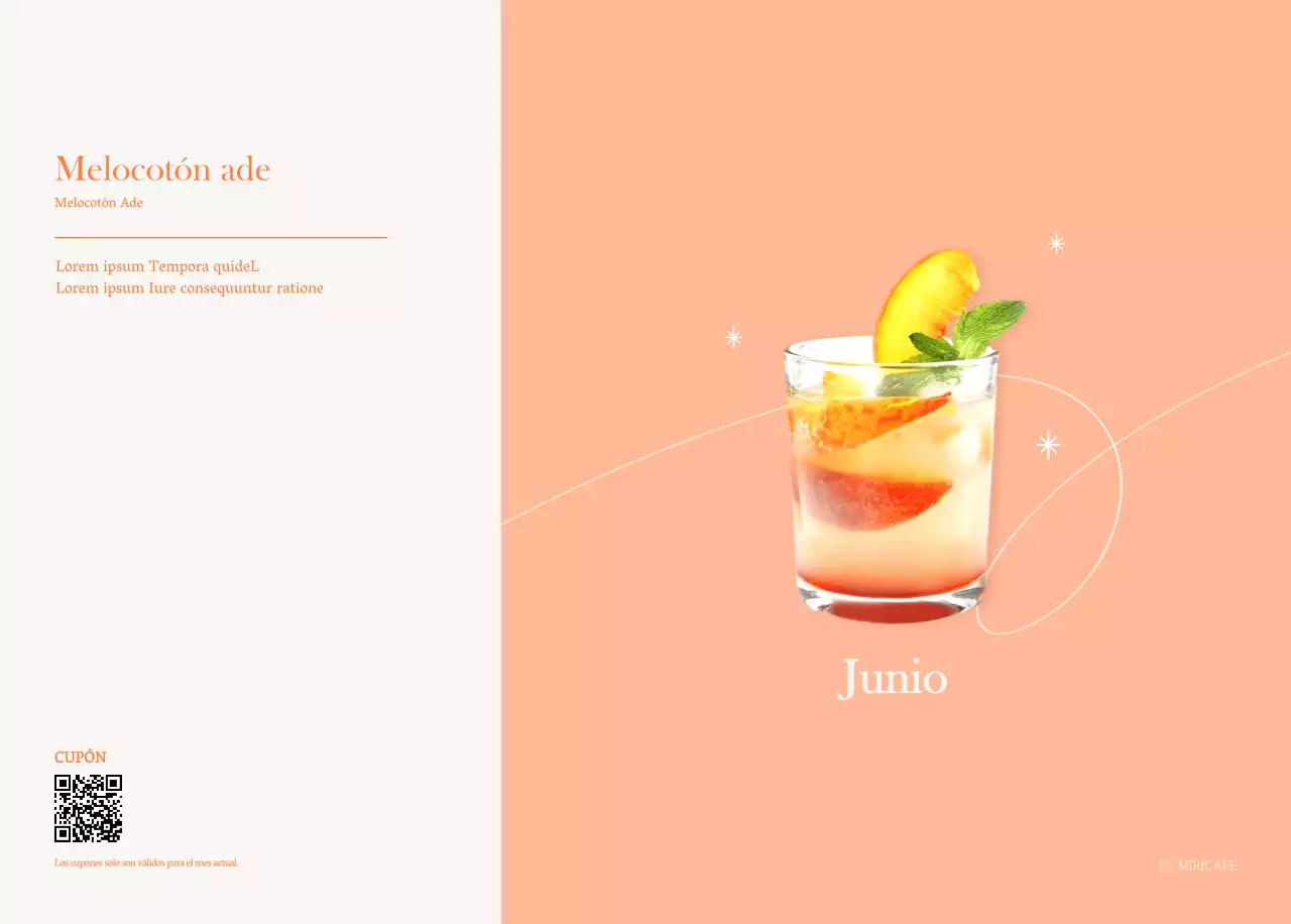 Calendario de cafés con recomendaciones de bebidas del mes