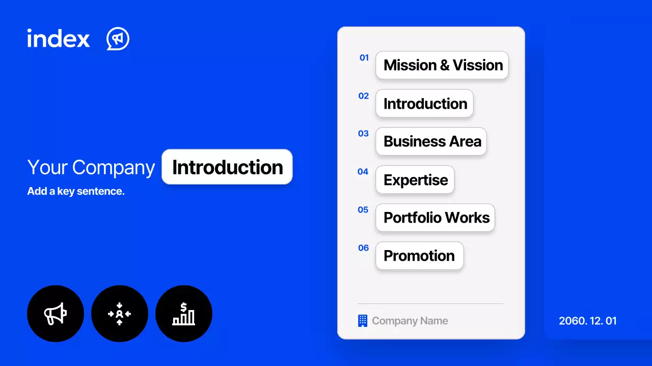 파랑과 흰색의 심플한 스토리텔링 회사소개서
