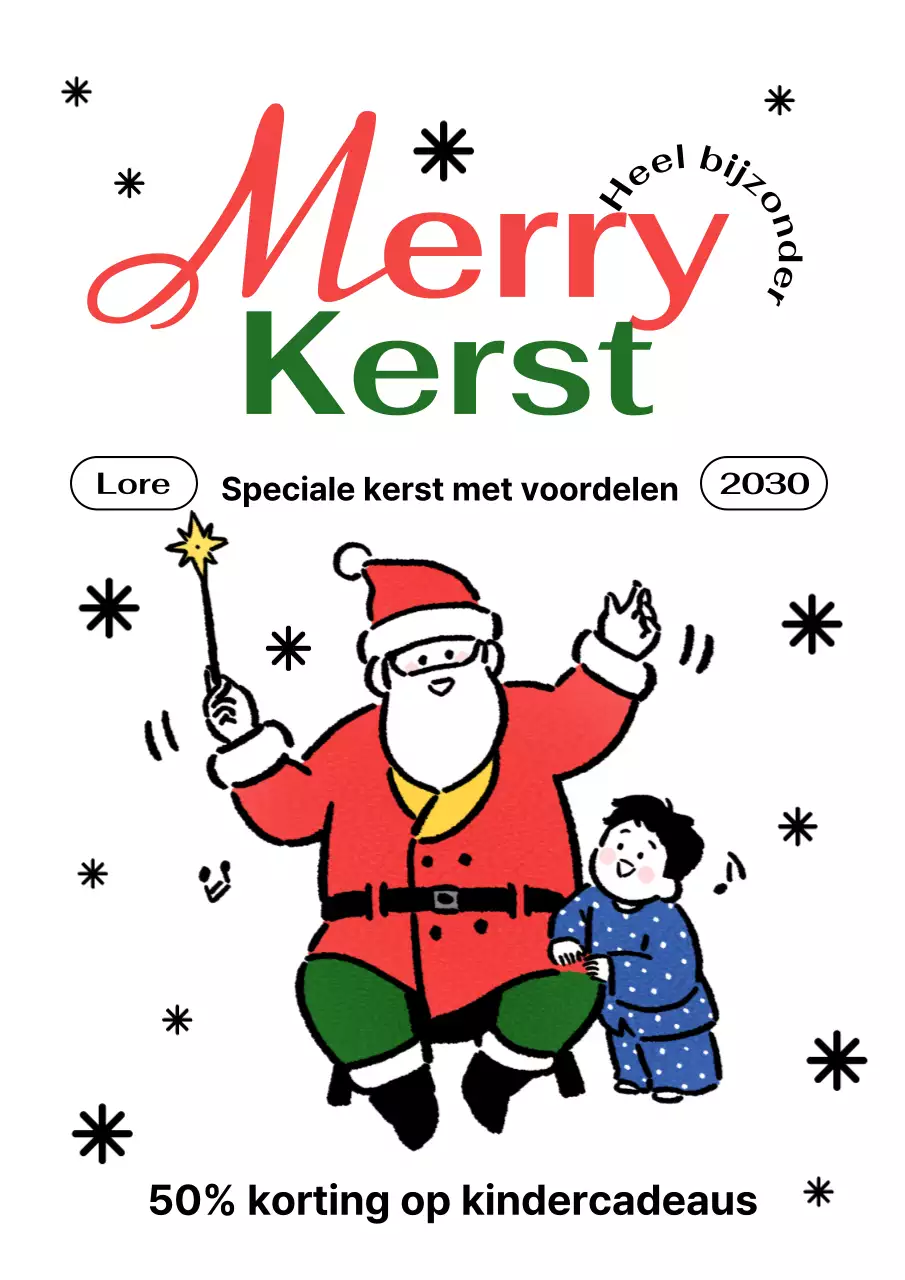 Pop-art kerstadvertentie eindejaarsuitverkoop in wit en groen