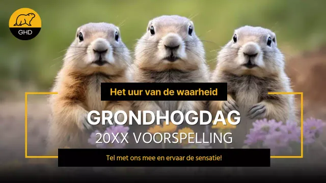 Geel en zwart eenvoudige voorspelling voor Groundhog Day