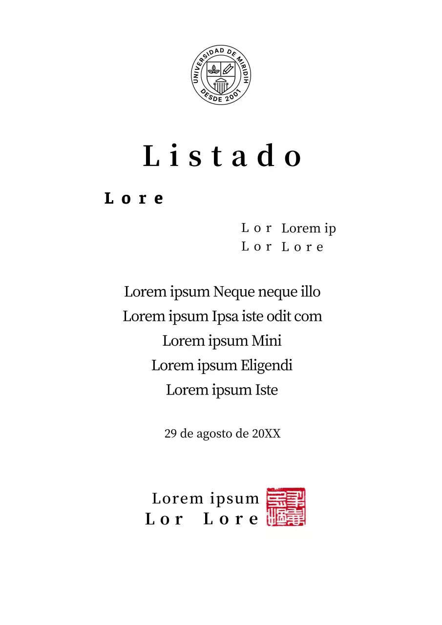 Formulario de lista de universidades de lujo