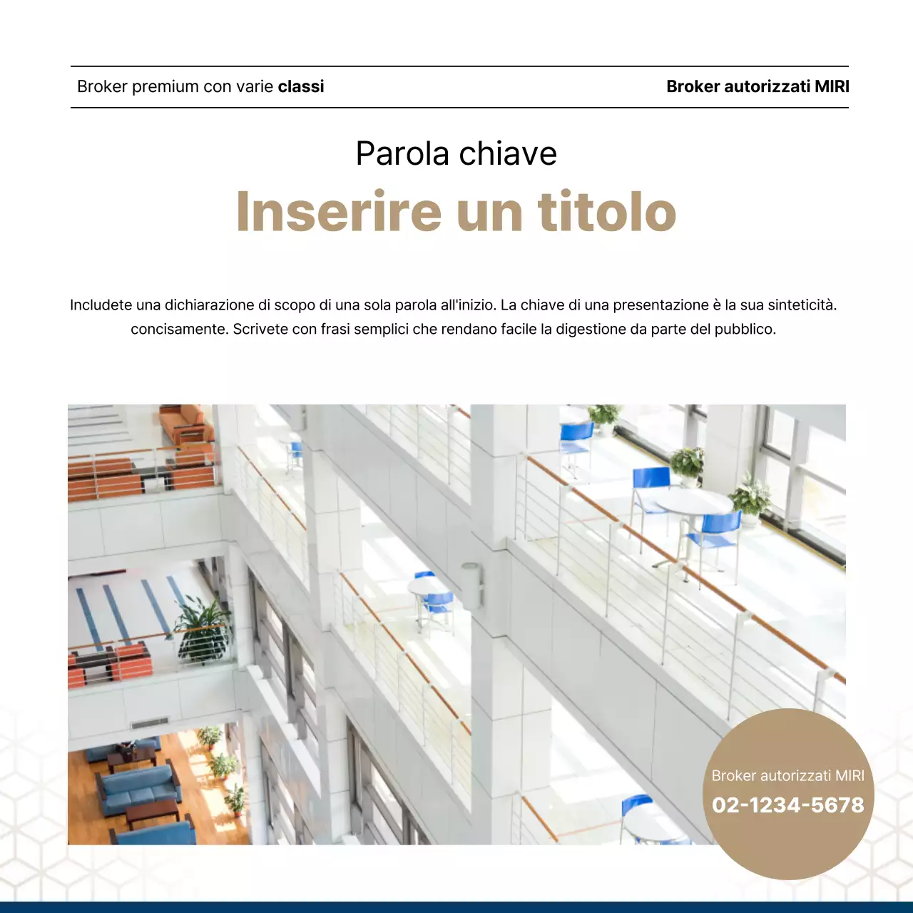 Lussuoso annuncio immobiliare in blu navy e oro di un agente immobiliare.