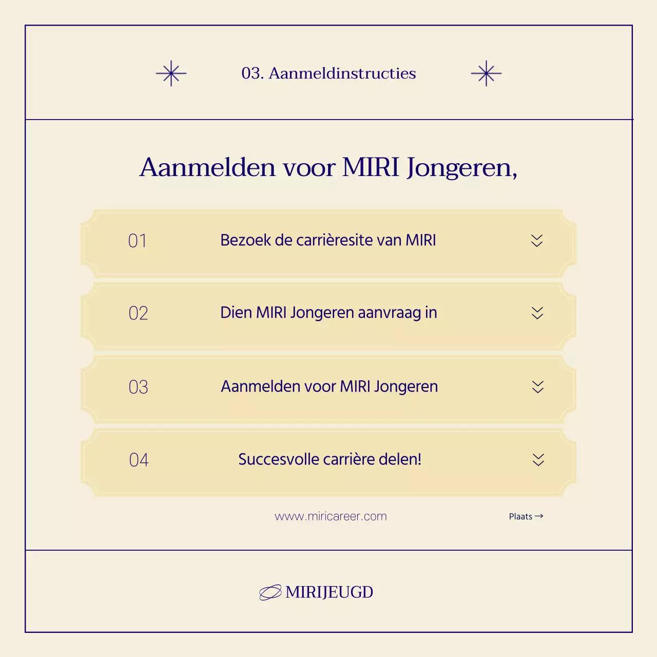 Een eenvoudige gemeenschapswervingspost in marineblauw en beige