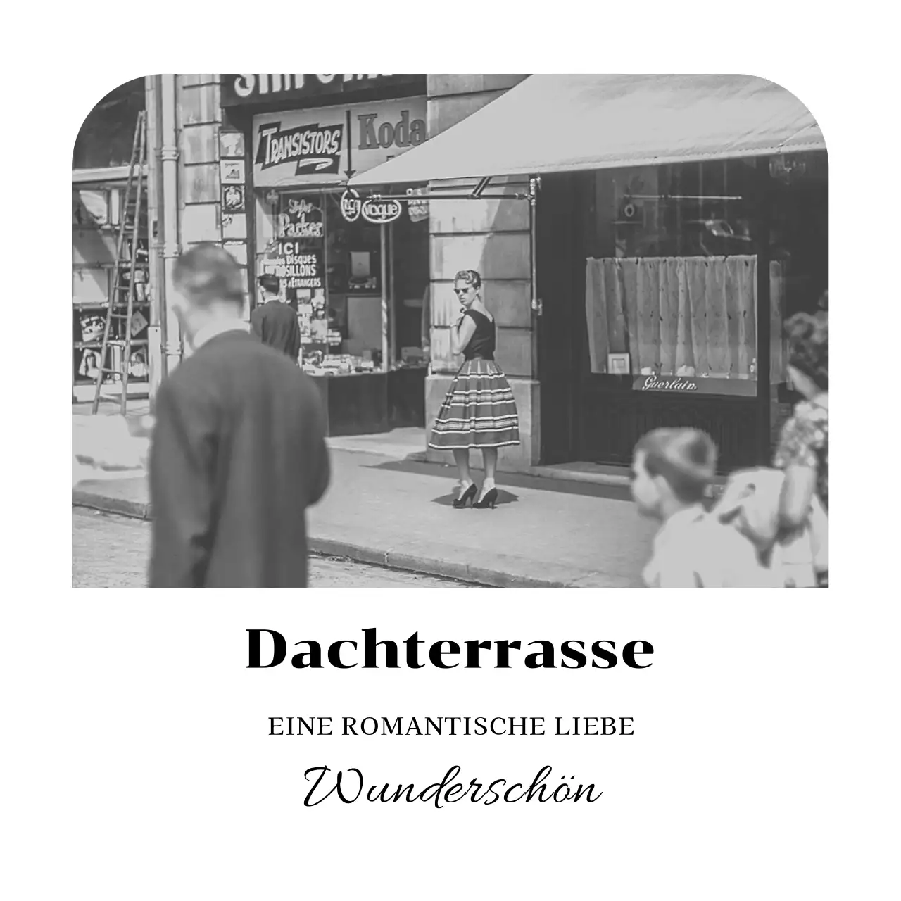 Vintage-inspirierte Kneipe mit schwarz-weißen Bildern und Serifenschrift