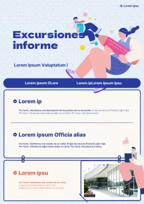 Un sencillo informe de excursión en azul y azul claro