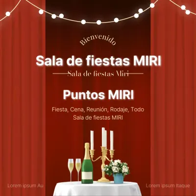 Promocione el alquiler de una lujosa sala de fiestas en rojo y blanco