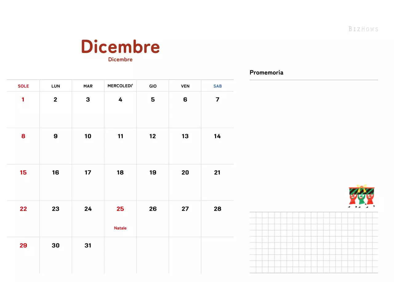 Un calendario di Capodanno caldo e illustrato