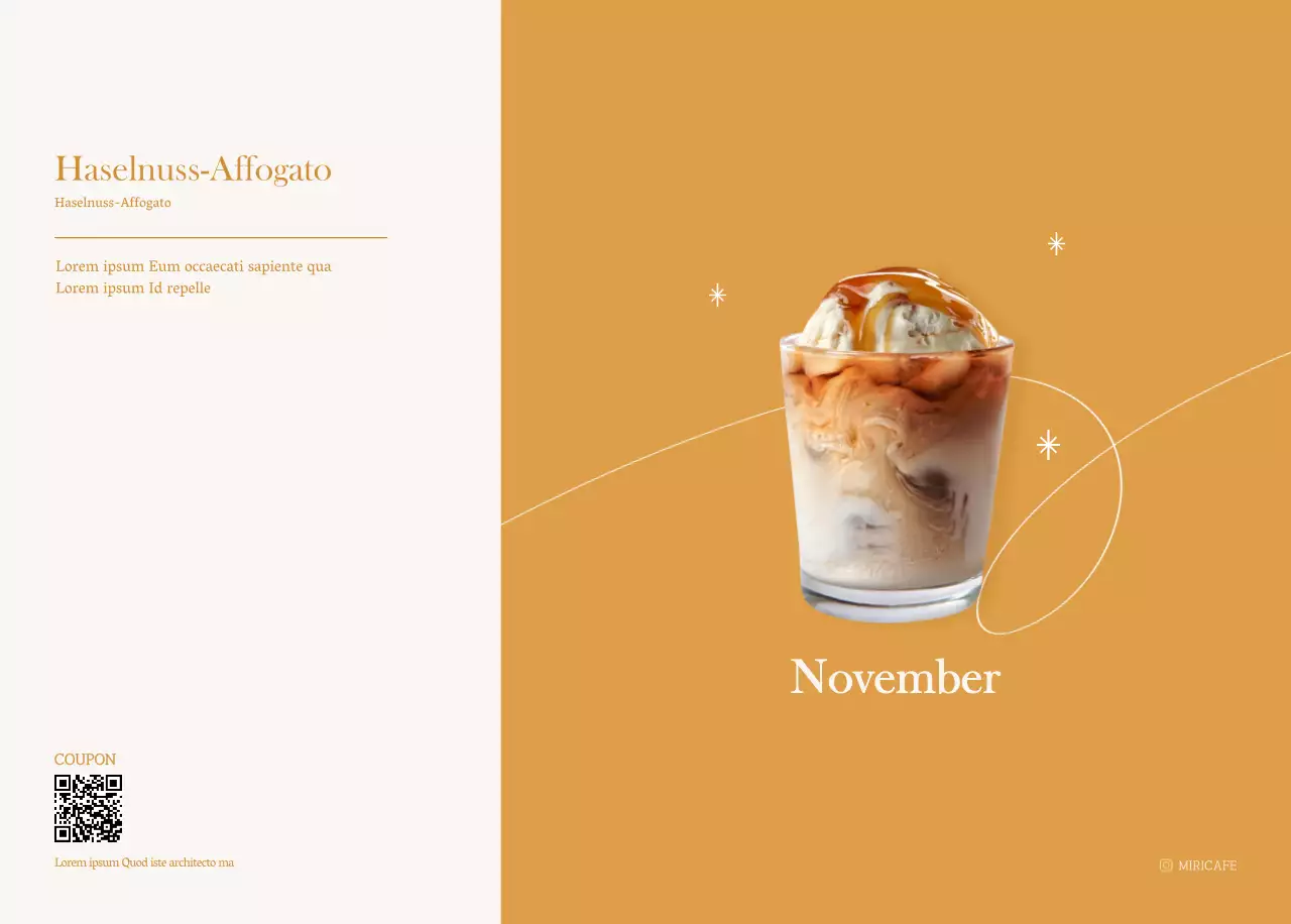 Cafe-Kalender mit Empfehlungen für das Getränk des Monats