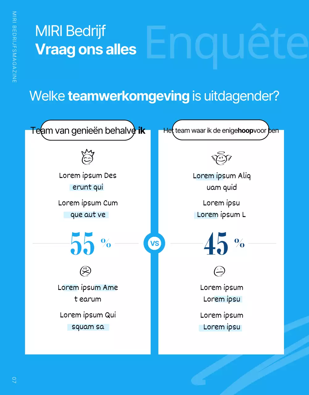 Modern bedrijfsmagazine in lichtblauw en wit