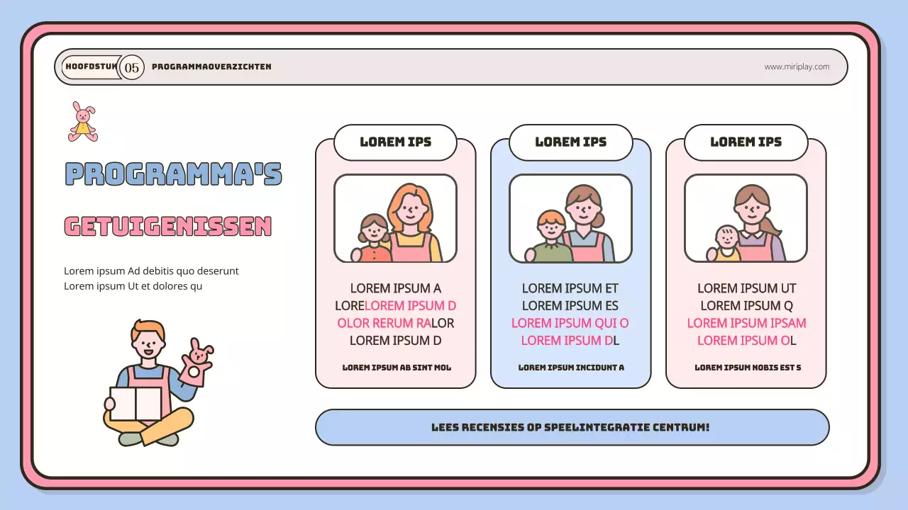 Een schattige baby- en peuterinstructeursportefeuille in lichtblauw en roze