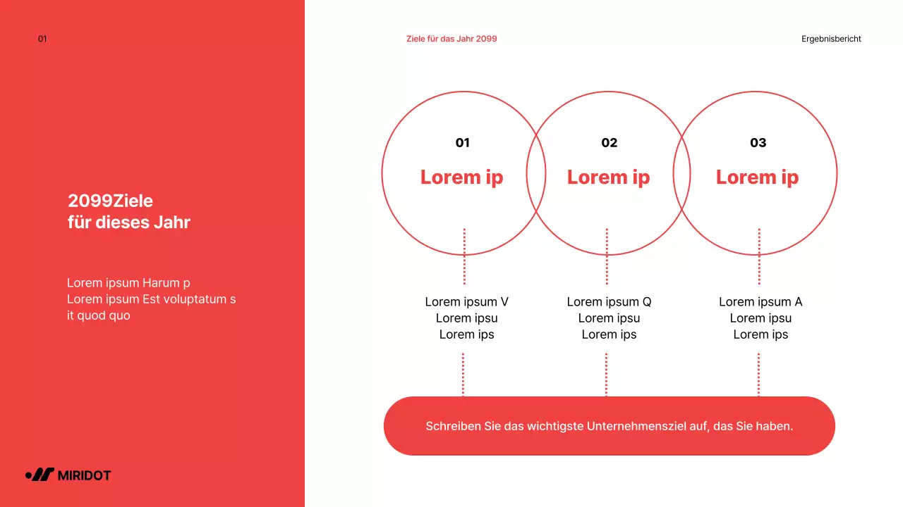 Einfacher Leistungsbericht zum Jahresende mit roten Akzenten