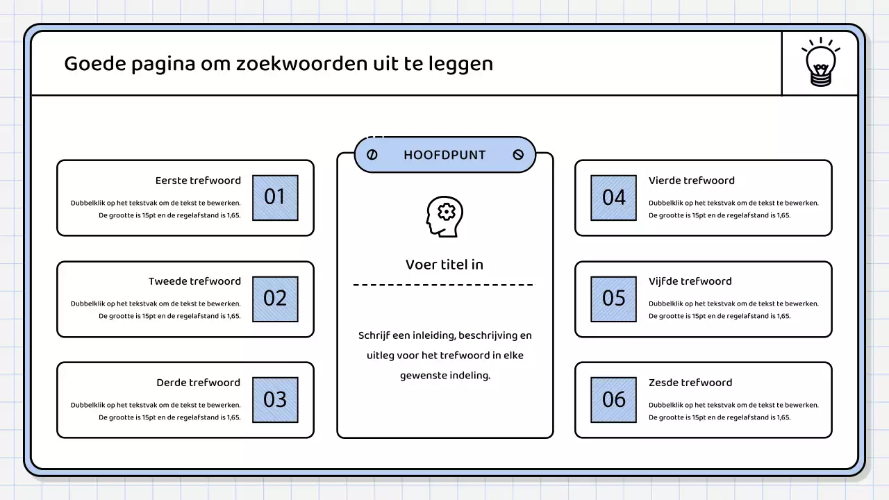 Een eenvoudig, lichtblauw samenvattend rapport