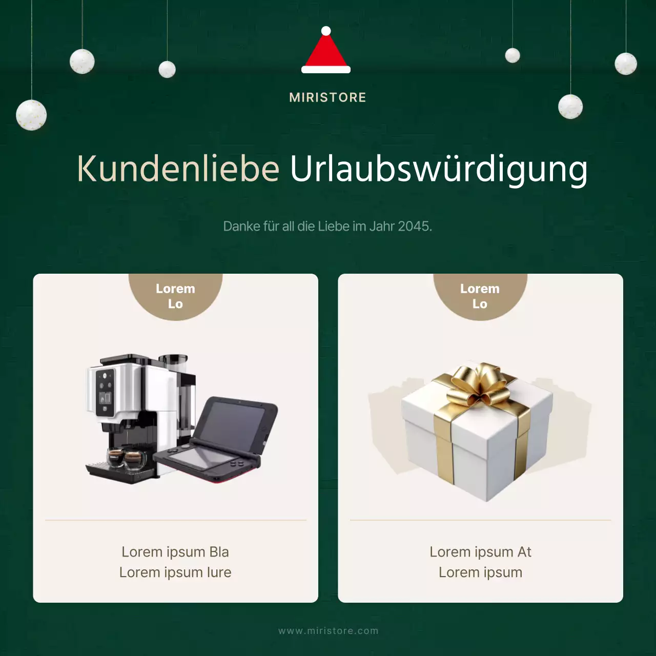 Ein roter und grüner Marketingauftrag zu Weihnachten