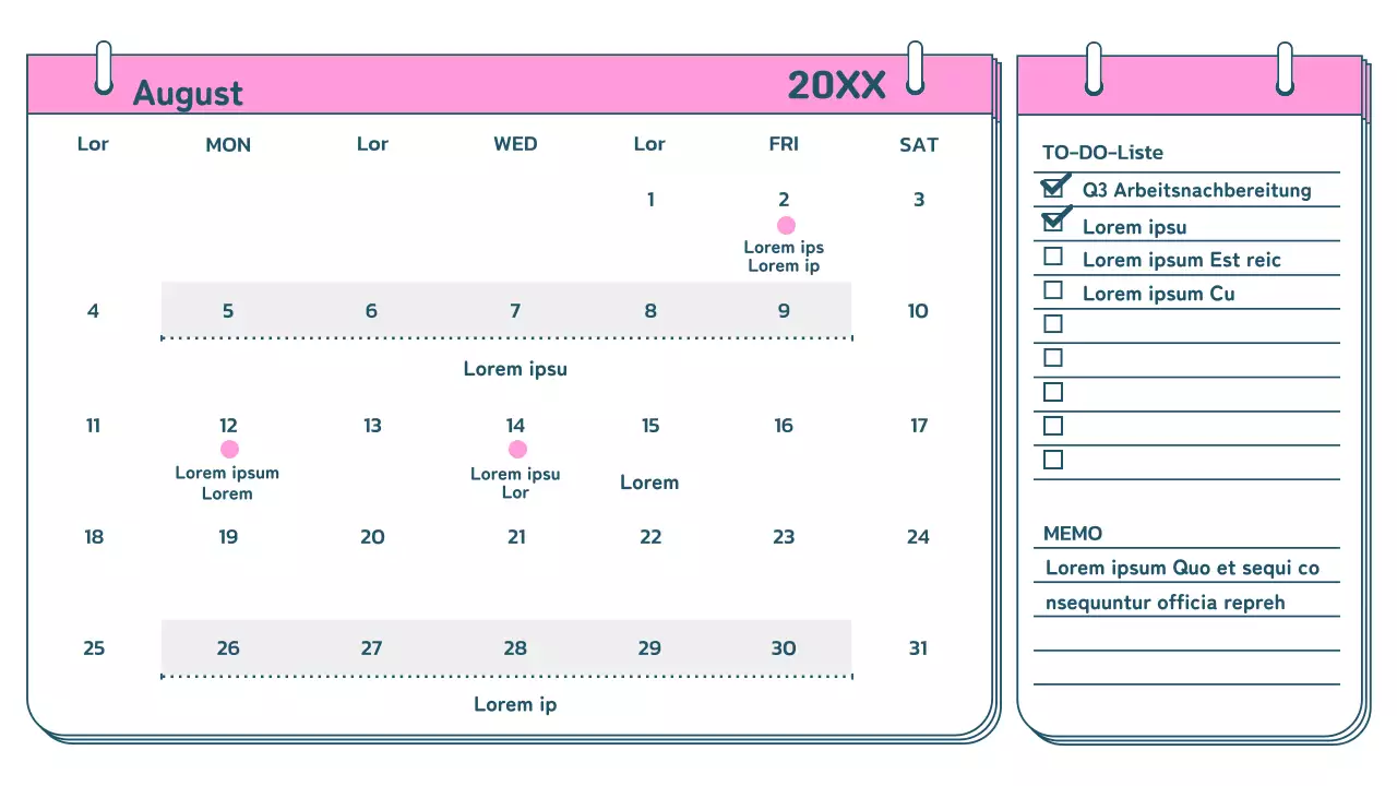 Ein Regenbogen von trendigen Kalenderplanern