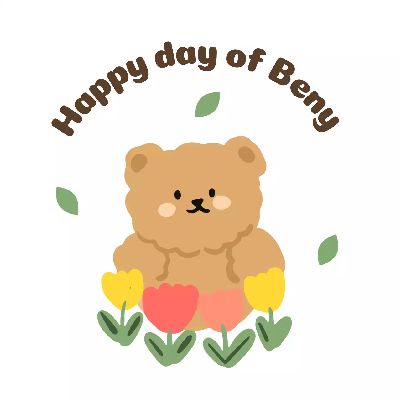 Cute teddy bear stationery design with flowers