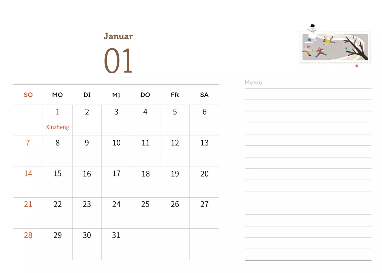 Stempelillustrationen mit einem warmen Konzept