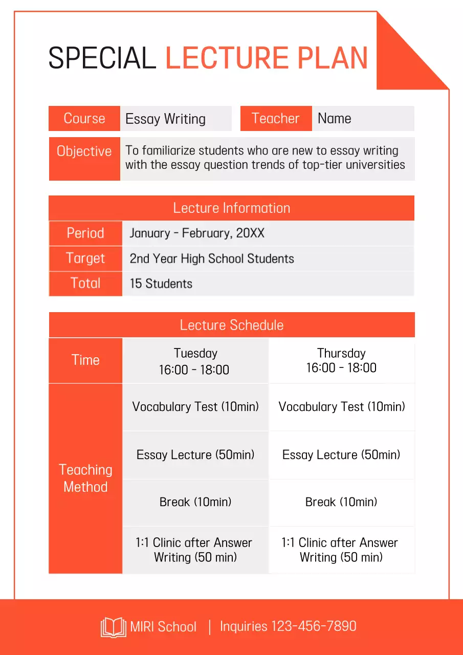 Orange Professional Lecture Plan Poster