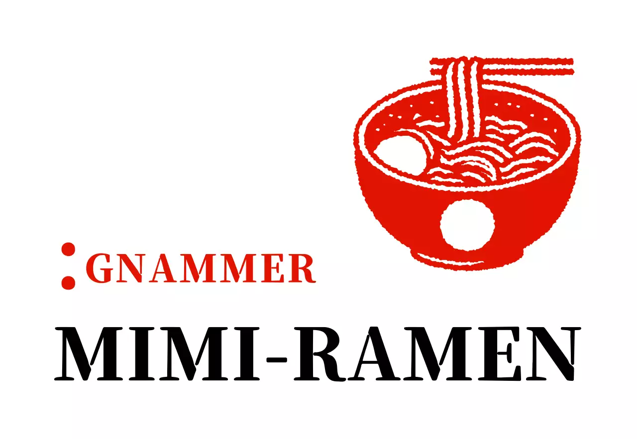 Insegna di un negozio di ramen con aspetto di francobollo vintage