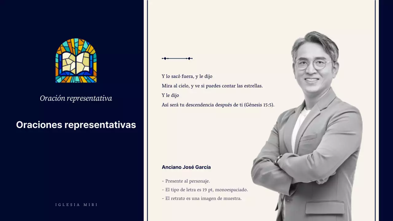 Guía de servicios religiosos sencillos en azul marino y beige