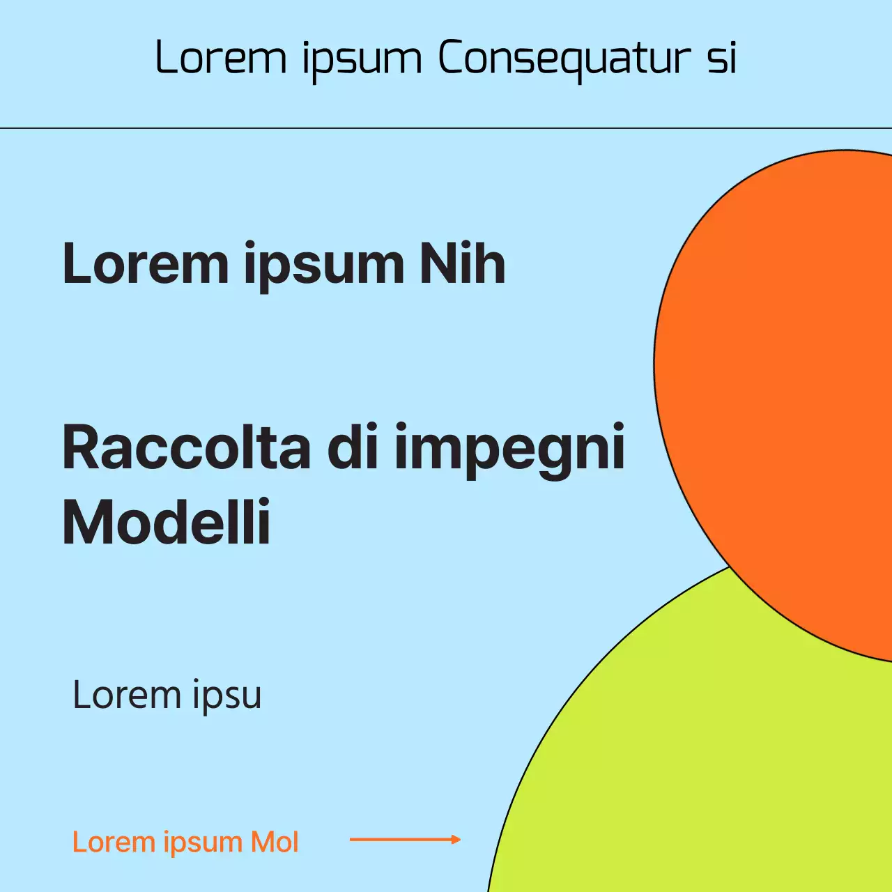 Promuovere una collezione kitsch di impegni di colore azzurro e arancione.