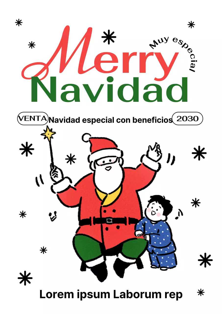 Anuncio navideño de rebajas de fin de año en blanco y verde con arte pop