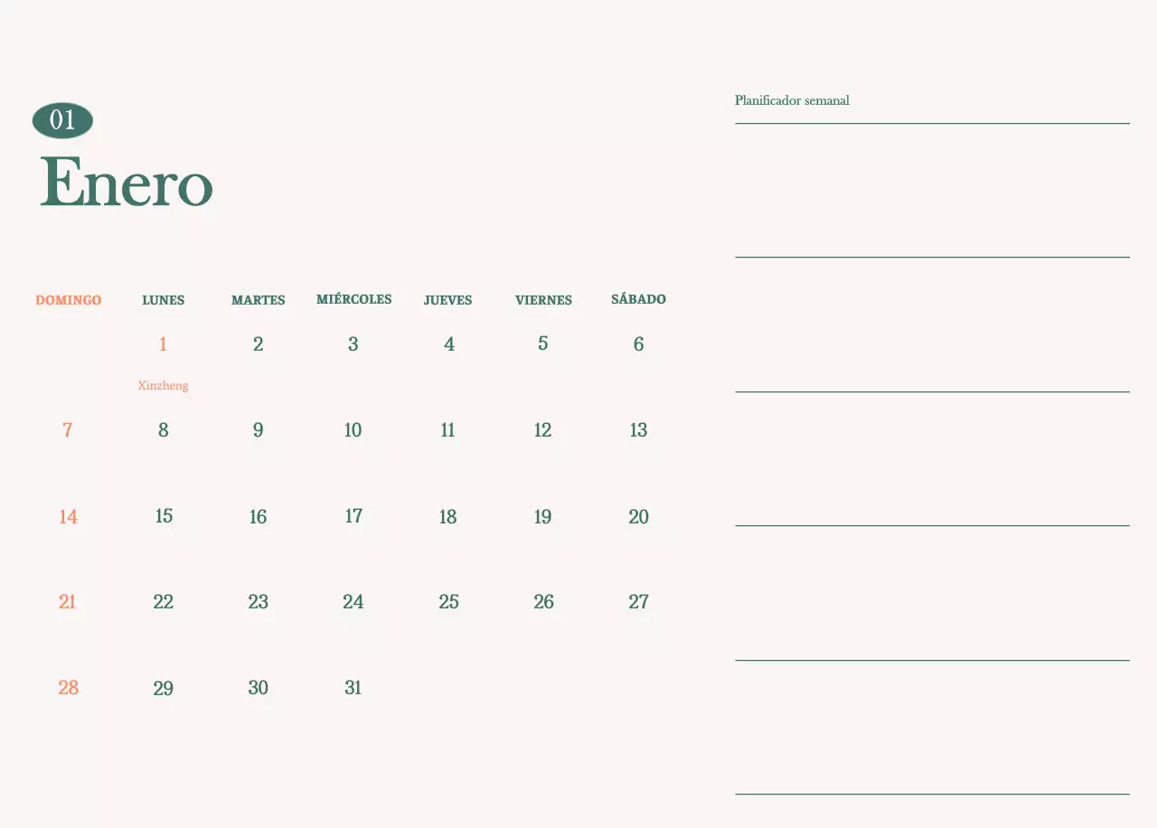Calendario de cafés con recomendaciones de bebidas del mes