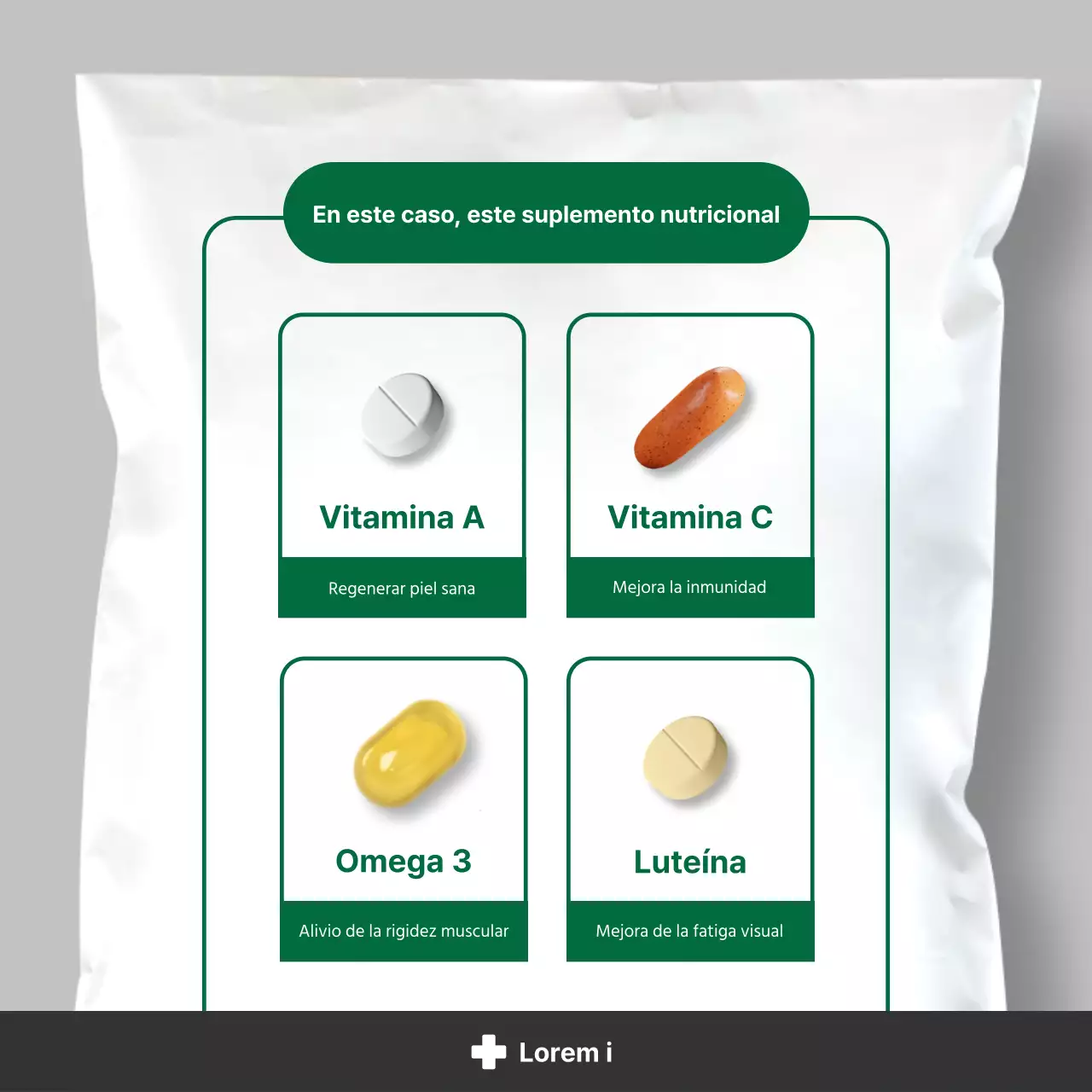 Información nutricional sencilla en blanco y verde