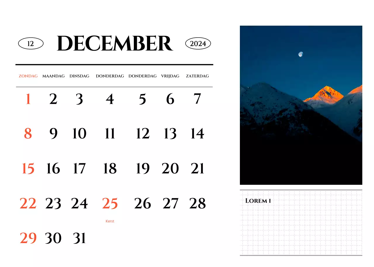 Een kalender in een eenvoudige stijl met een emotioneel concept voor reisfotografie