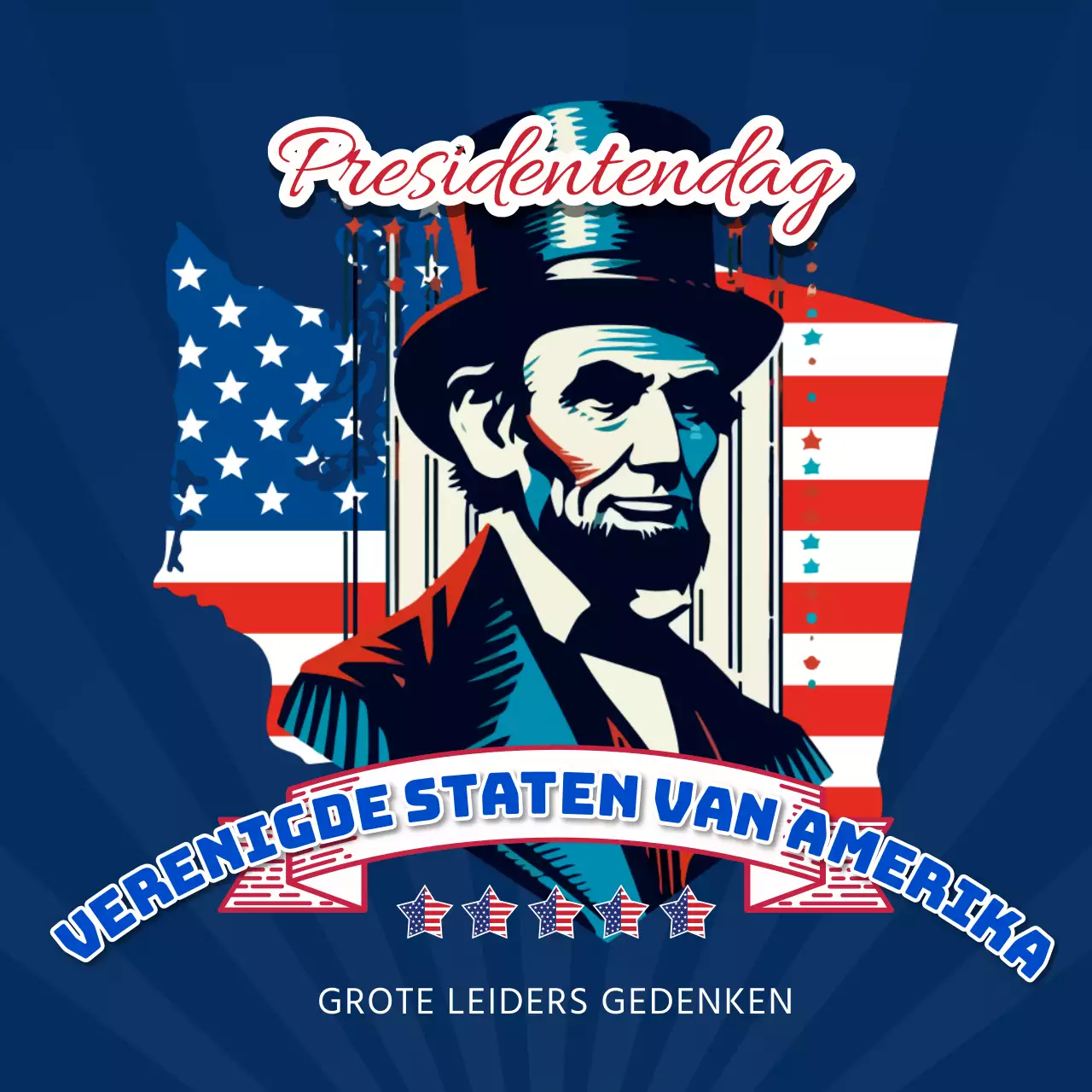 Blauw en rood Vintage Presidents' Day Viering Advertentie