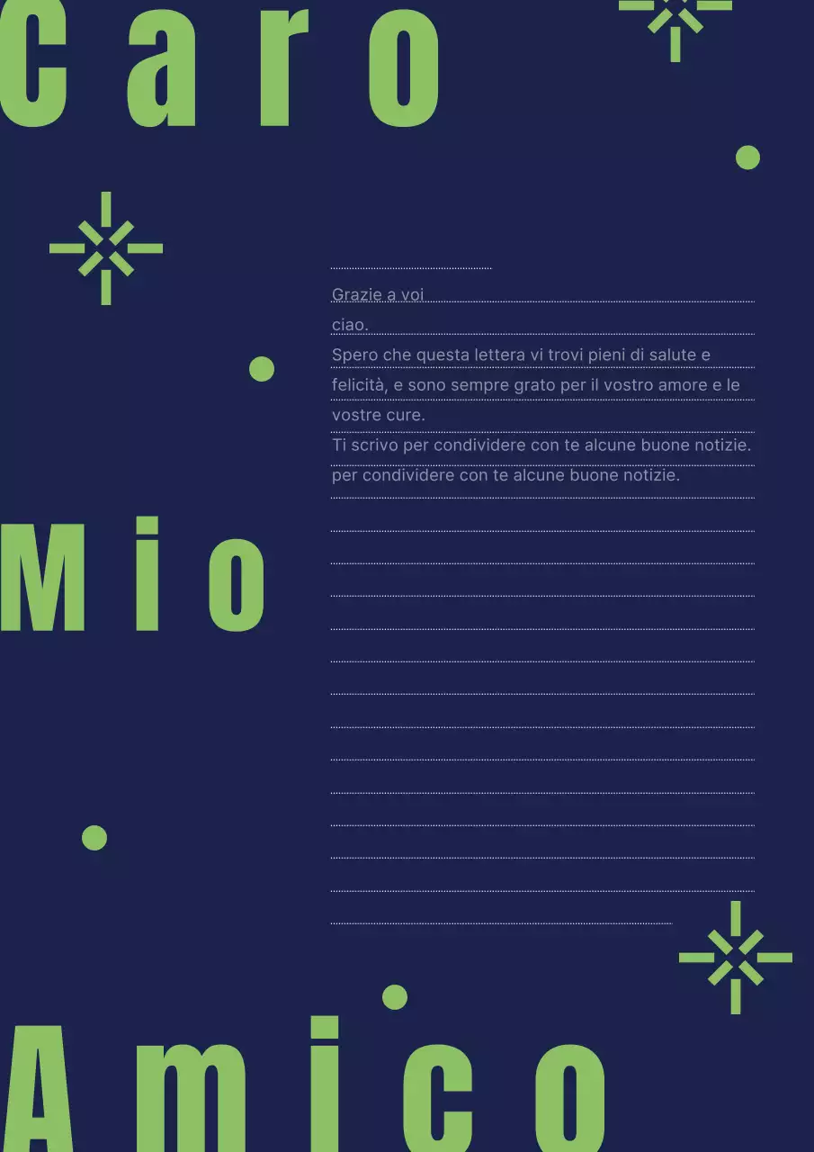 Invito a lettera moderno in blu navy e chartreuse