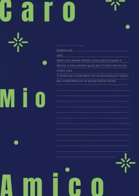 Invito a lettera moderno in blu navy e chartreuse