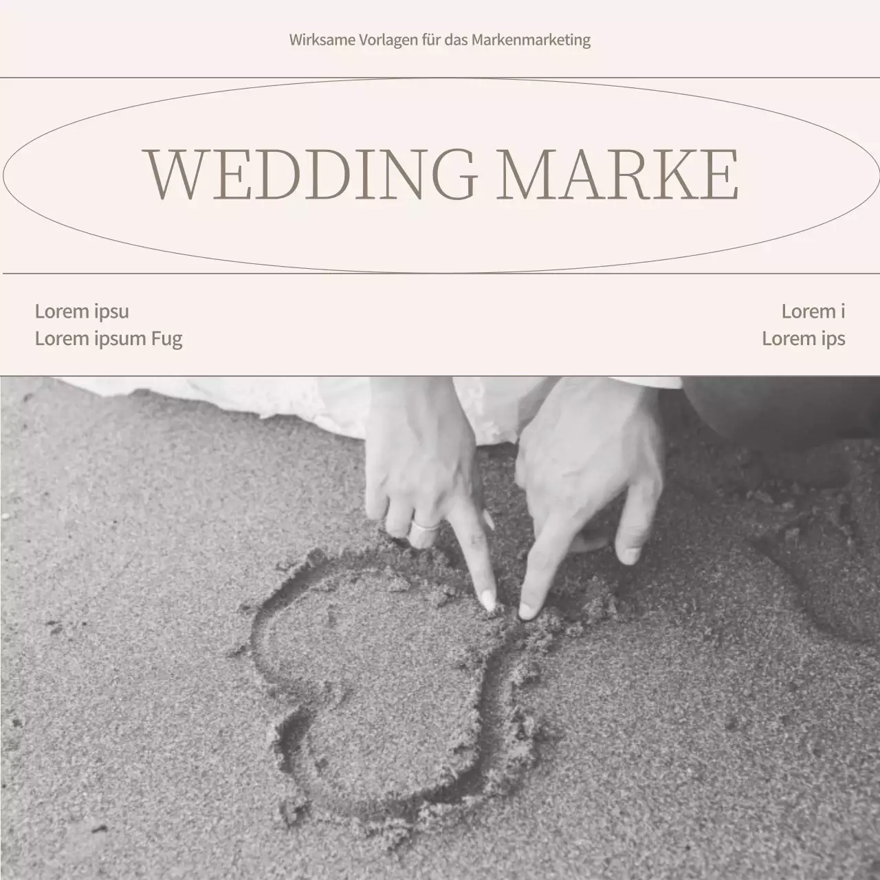 Werbung für eine moderne Hochzeitsmarke in Rosa und Braun