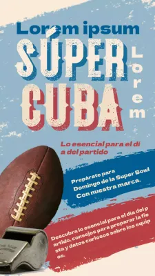 Anuncio vintage de la cuenta atrás de la Super Bowl en azul y rojo