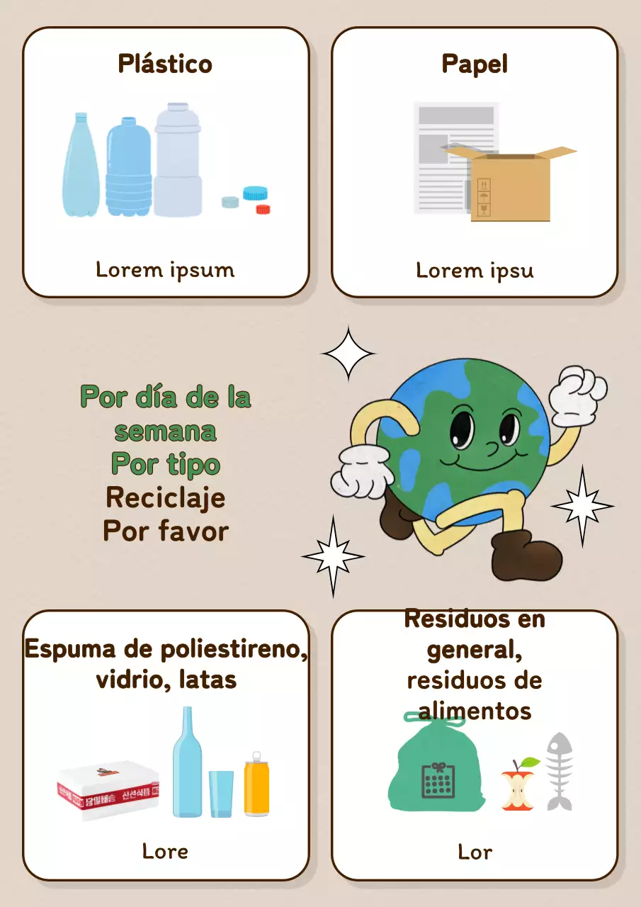 Un simple aviso de basura verde y marrón