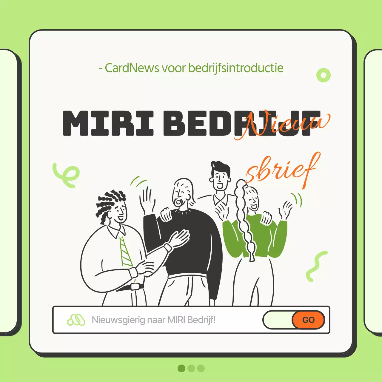 Eenvoudige bedrijfspromotie in chartreuse en oranje