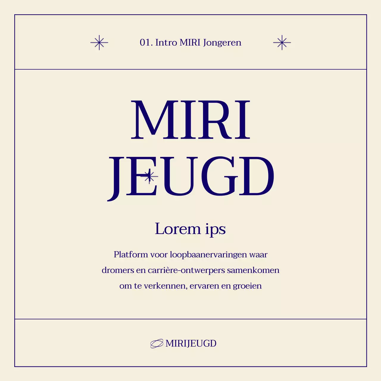 Een eenvoudige gemeenschapswervingspost in marineblauw en beige