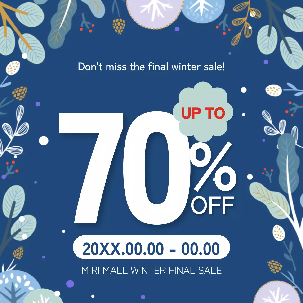 Blue Trendy Winter Sale Promotion Social Media Post