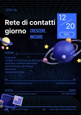 Promuovere una giornata di networking per startup di tendenza in blu e nero