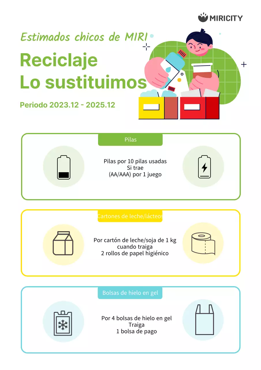 Promover un sencillo intercambio de reciclaje verde y amarillo