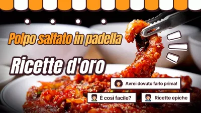 Polpo dorato saltato in padella in stile parodia arancio e marrone