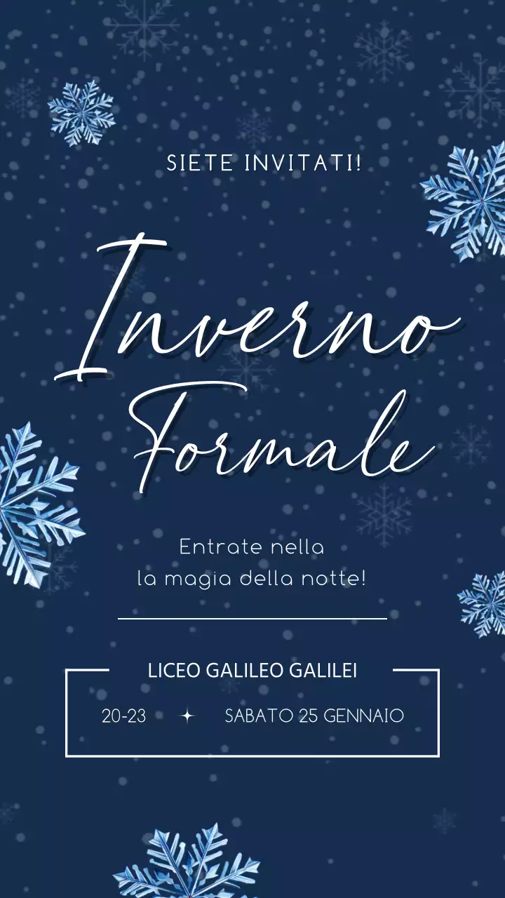 Invito al ballo formale invernale classico in bianco e marina
